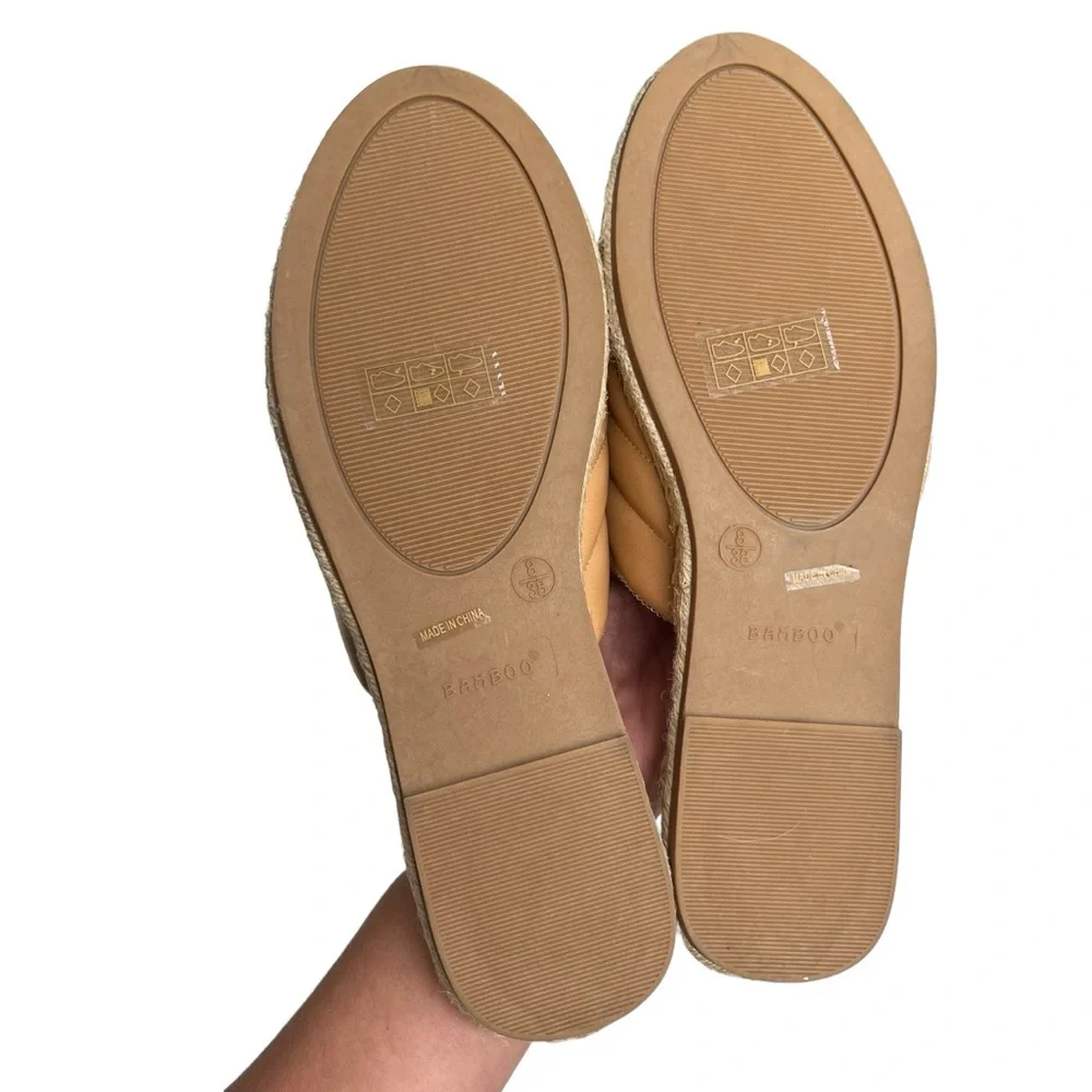 Bamboo Women’s Size 8 Tan, Espadrille, Closed Toe, Quilted, Woven Sandals, Mules